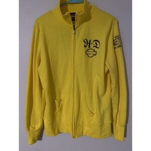 Harley Davidson Womens Size Large Yellow Full Zip Lightweight Jacket Lightweight